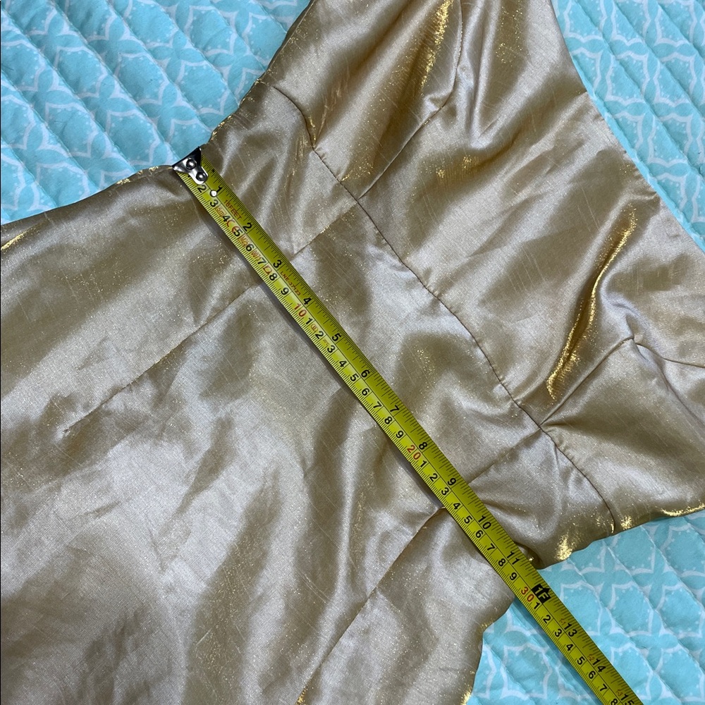 metallic gold portrait, collar column dress - Picture 8 of 11